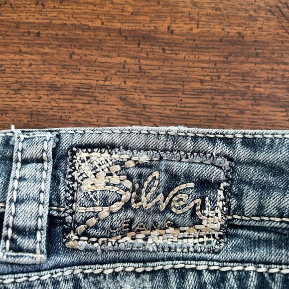 Silver Jeans Grunge Blue Tuesday Bootcut 40/24 Distressed - Picture 6 of 10